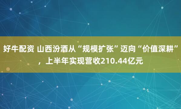 好牛配资 山西汾酒从“规模扩张”迈向“价值深耕”，上半年实现营收210.44亿元